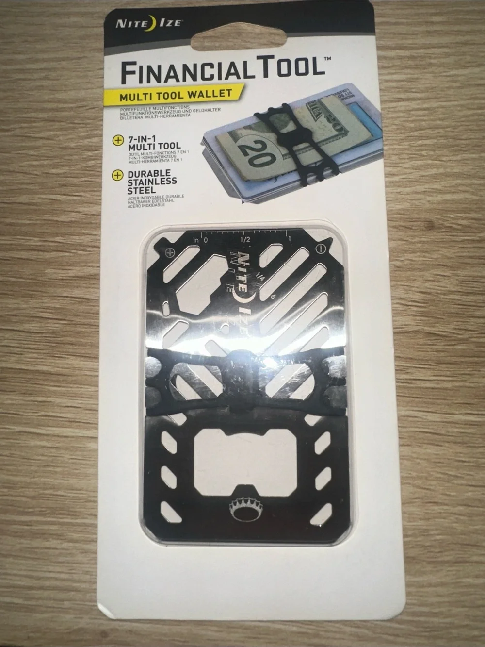 Nite Ize FinancialTool 7-in-1 Stainless Steel Multi-Tool Wallet NWT
